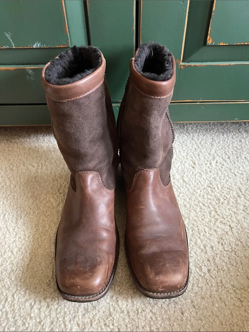 UGG Brown Leather & Suede Women's Winter Pull-On Boots